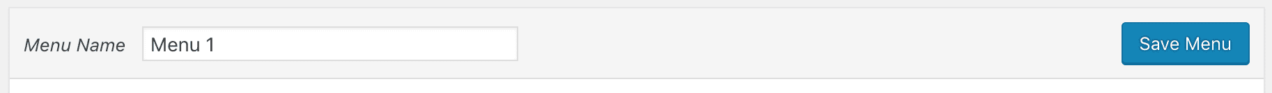 screengrab snippet showing the "Menu Name" field on the left with "Menu 1" being the current input text, and the "Save Menu" button on the right
